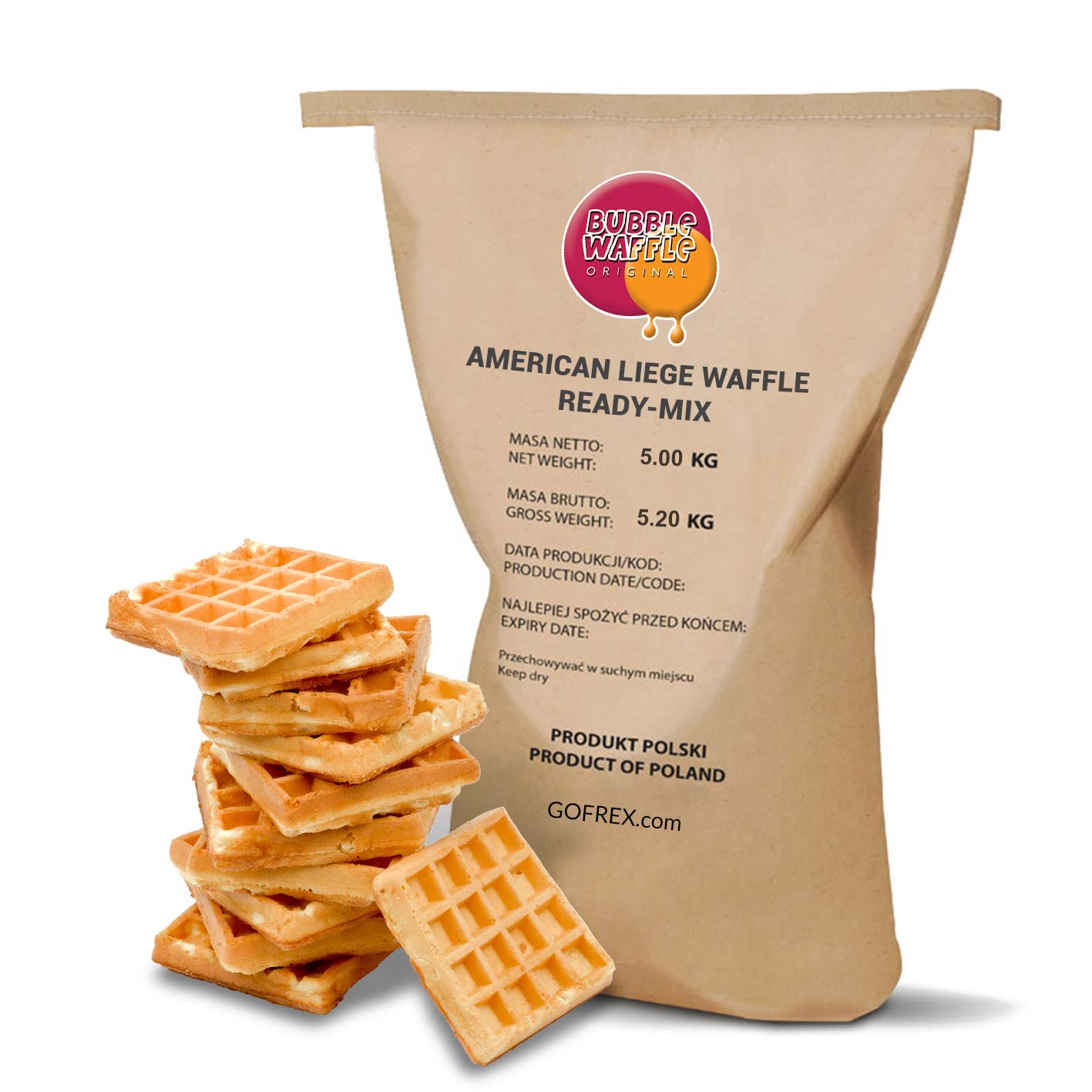 Färdig smet för klassiska belgiska våfflor av sockerkaksmodell 5 kg gotowe ciasto na gofry ciasto-na-gofry-biszkoptpwe-5kg