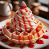 Jordgubbsglasyr 1 kg | Sweet Velvet-sås polewa truskawkowa dall-e-a-tempting-waffle-topped-with-a-swirl-of-whipped-cream-and-drizzled-with-a-vibrant-strawberry-sauce-the-waffle-is-golden-and-crisp-with-the-whipped