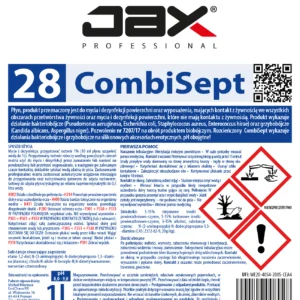 Preparat för rengöring och desinfektion JAX Professional 28 COMBISEPT 1L jax-28-1l-etykieta Preparat för rengöring och desinfektion JAX Professional 28 COMBISEPT 1L jax-28-1l-etykieta