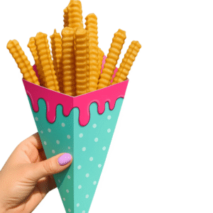 Förpackning Konisk form för söta pommes frites i mintfärg med såsbehållare  projekt-bez-nazwy-2025-06-11t140019.070